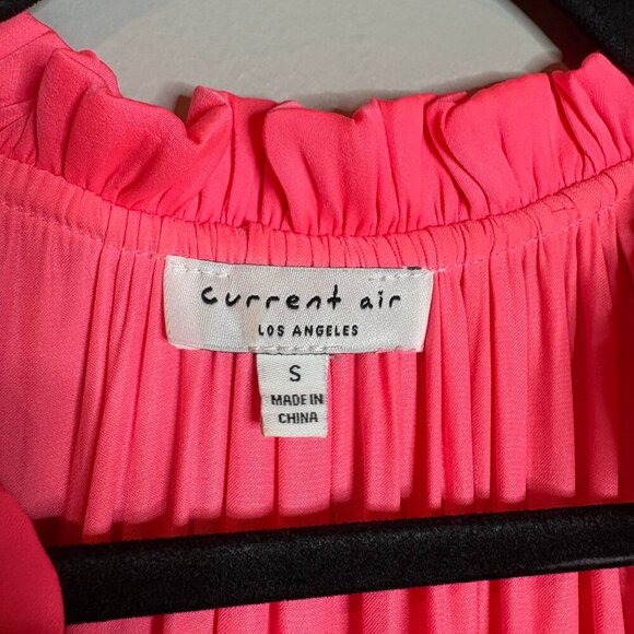 Current Air Hot Pink Print Satin Ruched Cara Pleated Mini Dress - Picture 5 of 7